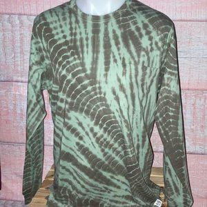 VS PINK- Long Sleeve Tee, Sz:x-S, Oversized Fit, Grn/Blk Tiedyed *NWT*